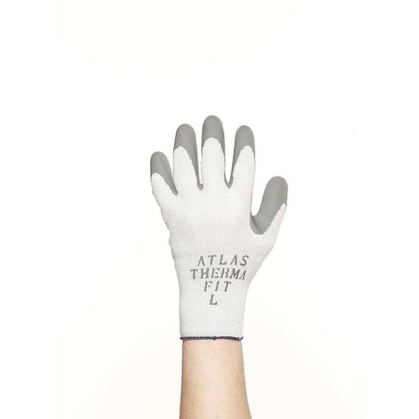 Natural Rubber Latex Coated Gloves, Palm Coverage, Gray, S, PR