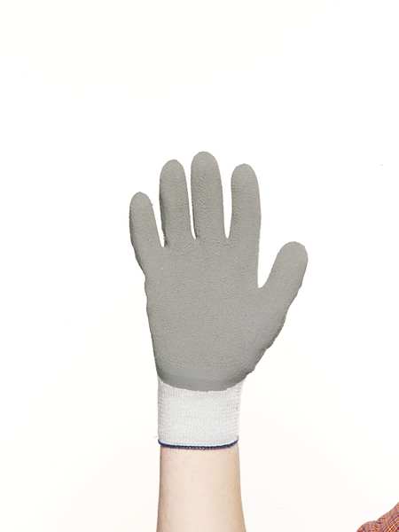 Natural Rubber Latex Coated Gloves, Palm Coverage, Gray, XL, PR