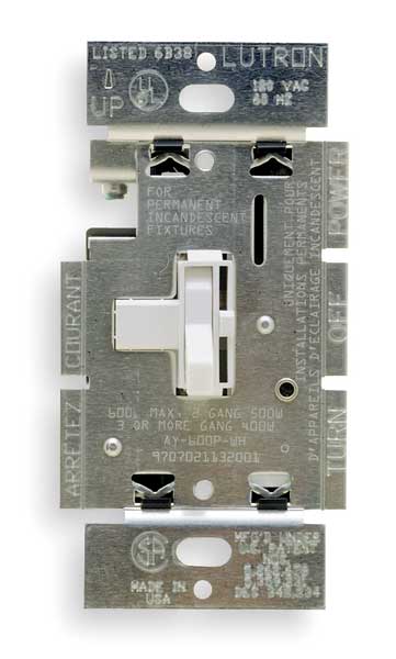 Lighting Dimmer, 3-Way, Toggle, White