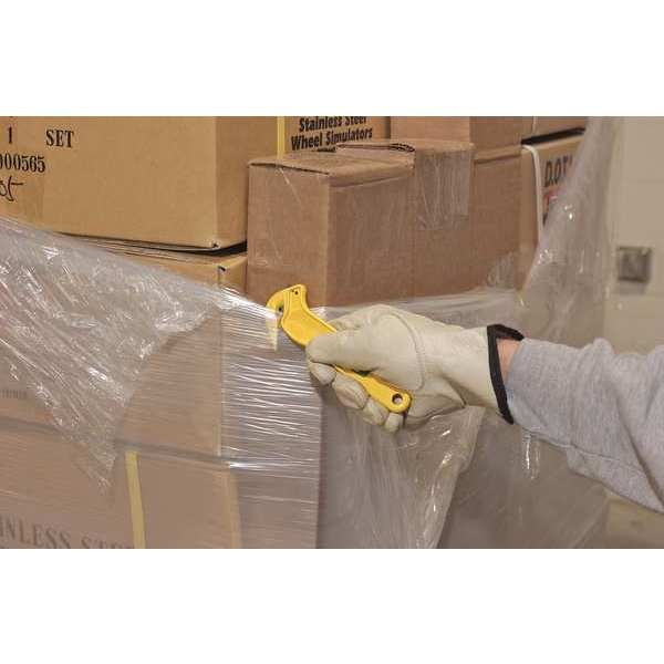 Hook-Style Film Cutter, 6 1/2 in L, Straight Fixed Steel Blade, Ergonomic Plastic Handle, Yellow