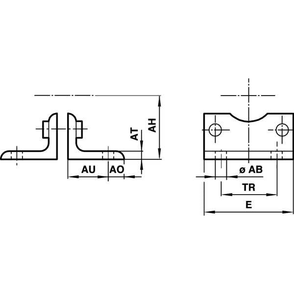 Metric Cylinder Mounting Kit, Foot, 50 mm Bore, Zinc-Plated Steel