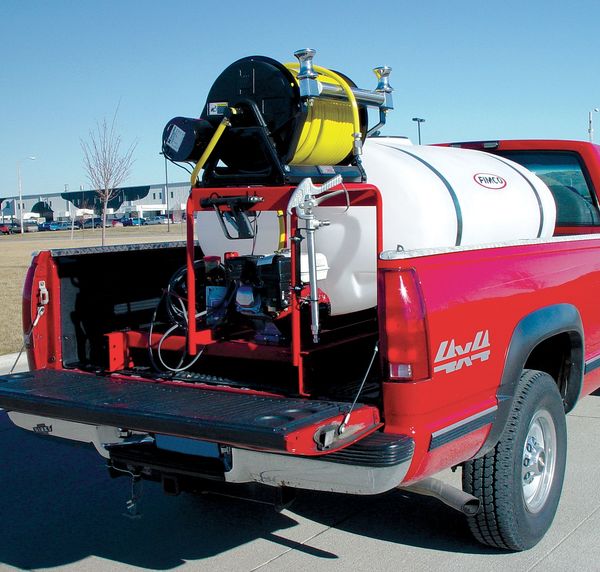 300 gal. Firefighting Skid Sprayer, Polyethylene Tank, 300 ft. Hose Length