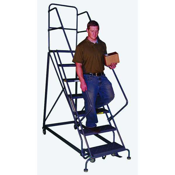 106 in H Steel Rolling Ladder, 7 Steps