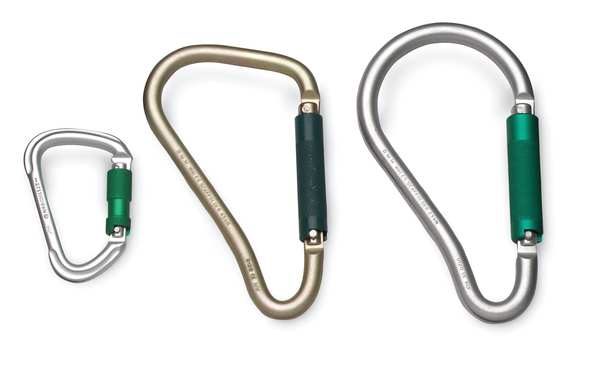 Twist-Lock Carabiner, Carbon Steel, Gold, 4 5/8 in L