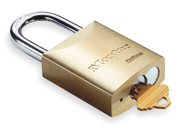 Padlock, Keyed Different, Standard Shackle, Rectangular Brass Body, Boron Shackle, 25/32 in W