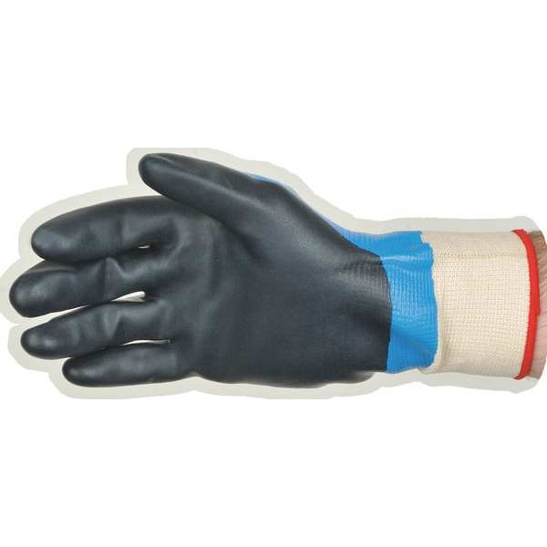 Foam Nitrile Coated Gloves, Full Coverage, Black/Blue, M, PR