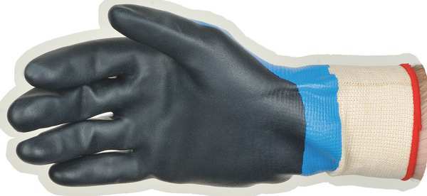 Foam Nitrile Coated Gloves, Full Coverage, Black/Blue, L, PR