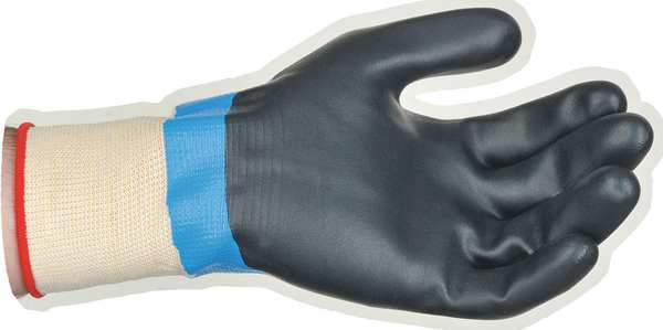 Foam Nitrile Coated Gloves, Full Coverage, Black/Blue, L, PR