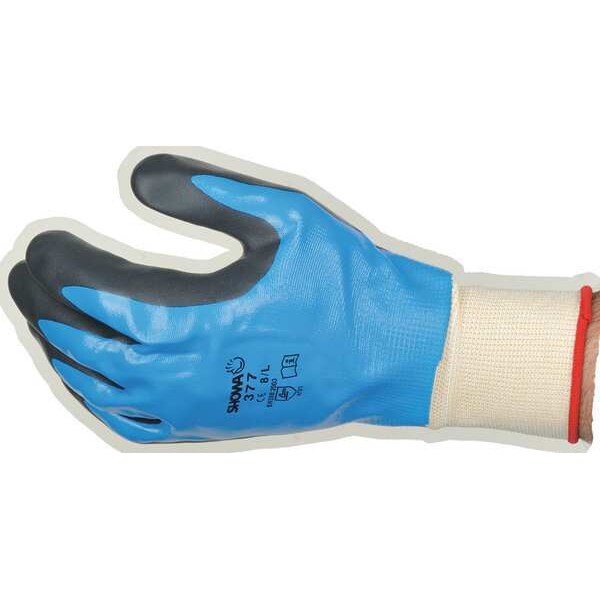 Foam Nitrile Coated Gloves, Full Coverage, Black/Blue, XL, PR