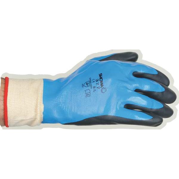 Foam Nitrile Coated Gloves, Full Coverage, Black/Blue, XL, PR