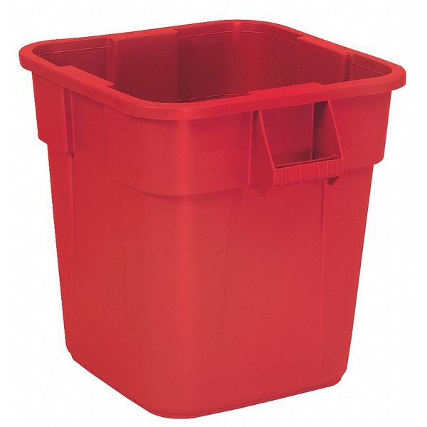 28 gal Square Trash Can, Red, 25 in Dia, None, LLDPE