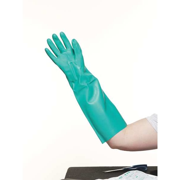 Alphatec Chemical Resistant Gloves, Nitrile, 18 in Length, 22 mil Thickness, L (9), Green, 1 Pair