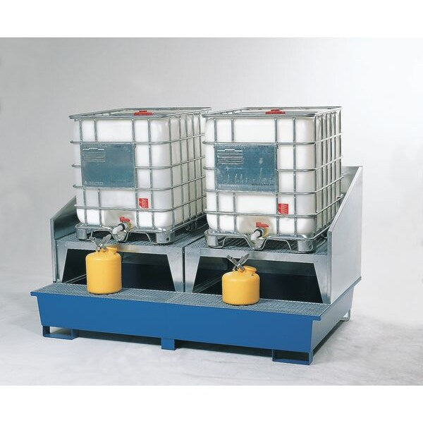 Twin IBC Containment Unit, 385 gal Spill Capacity, 10,000 lb., Galvanized steel