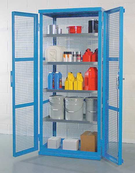 Enclosed Containment Shelves, 38 in W, 28 in D, 87 in H, (1) Wide, (4) Tier, Blue