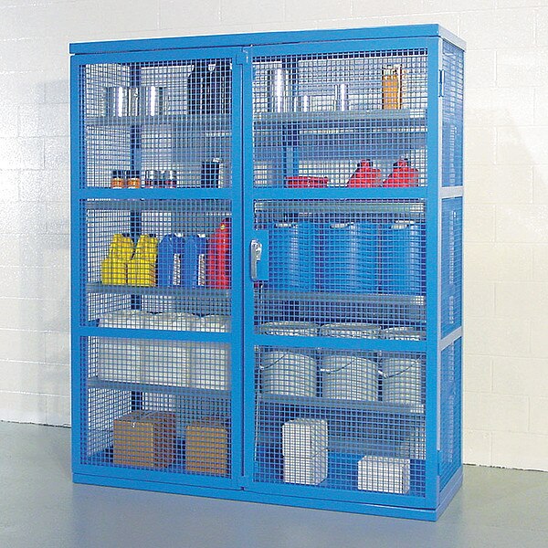 Enclosed Containment Shelves, 38 in W, 28 in D, 87 in H, (1) Wide, (4) Tier, Blue
