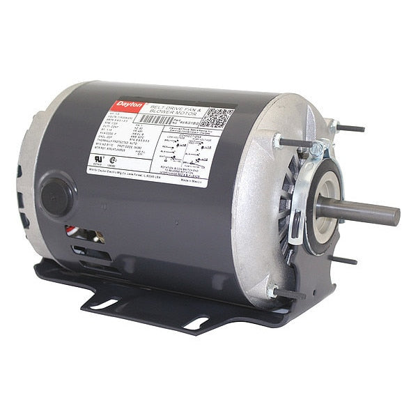 Split-Phase Belt Drive Motor, 1/3 HP, 48Y Frame, 115/208-230V AC Voltage, 1,725 Nameplate RPM