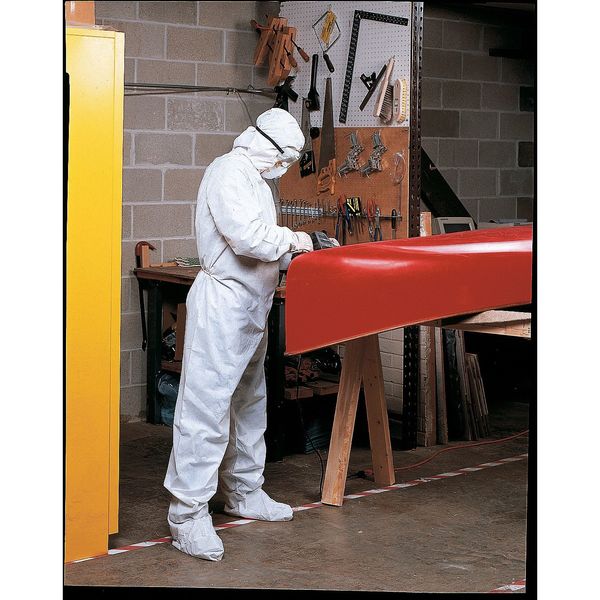 Hooded Disposable Coveralls, 24 PK, White, SMMMS, Zipper
