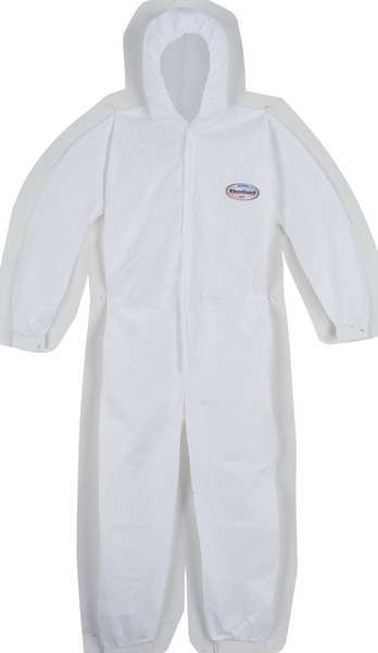 Hooded Disposable Coveralls, 24 PK, White, SMMMS, Zipper