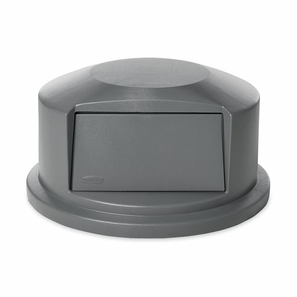 Brute Trash Can Top, Round, Dome with Push Door, Fits 44 gal Cans, 24 3/4 in Dia, Gray