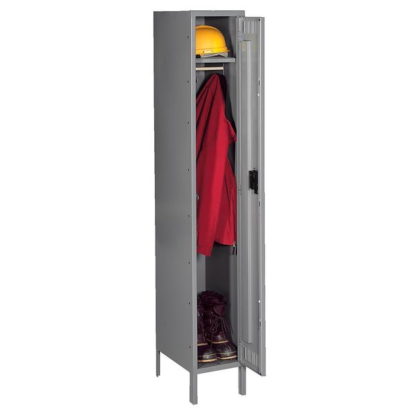 Wardrobe Locker, 15 in W, 18 in D, 78 in H, (1) Tier, (1) Wide, Gray