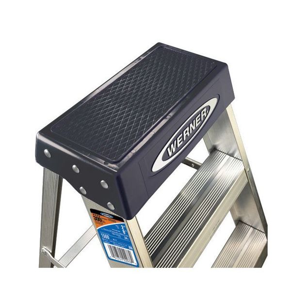 2-Step Aluminum Step Stool with 300 lb. Load Capacity in Silver/Black