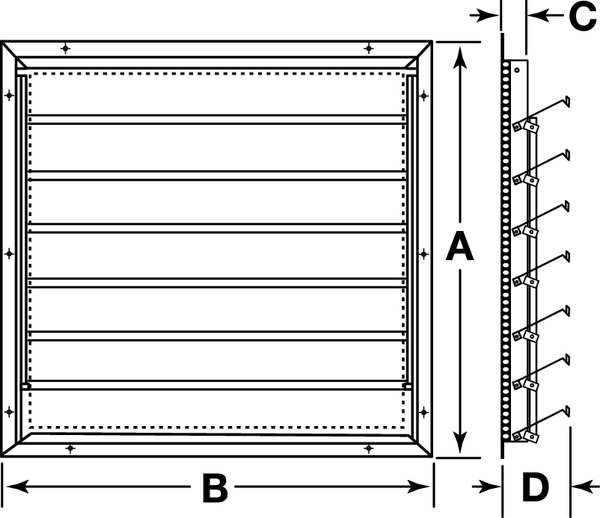 48 in Backdraft Damper / Intake Shutter, 49 in x 49 in