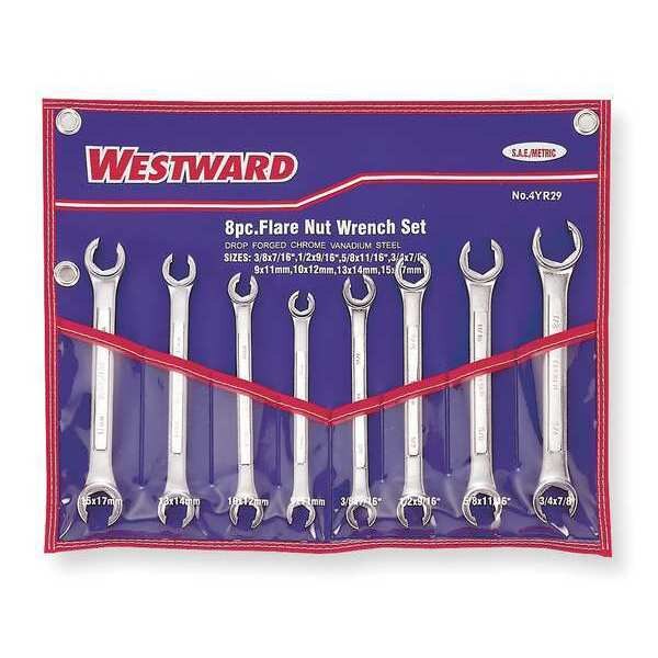 Flare Nut Wrench Set, 8 Pieces, 6 Pts