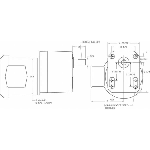 AC Gearmotor, 440.0 in-lb Max. Torque, 63.1 RPM Nameplate RPM, 230V AC Voltage, 3 Phase
