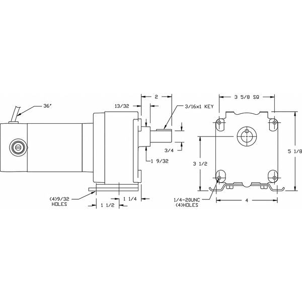 DC Gearmotor, 113.0 in-lb Max. Torque, 64 RPM Nameplate RPM, 24V DC Voltage