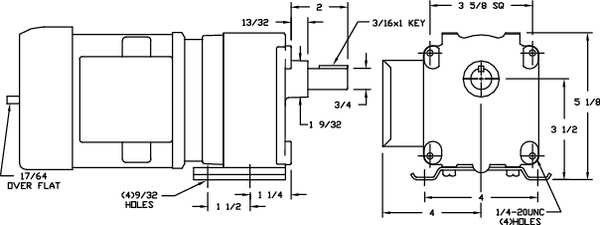AC Gearmotor, 165.0 in-lb Max. Torque, 90 RPM Nameplate RPM, 230V AC Voltage, 3 Phase