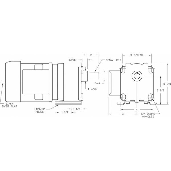 AC Gearmotor, 91.7 in-lb Max. Torque, 155 RPM Nameplate RPM, 230V AC Voltage, 3 Phase