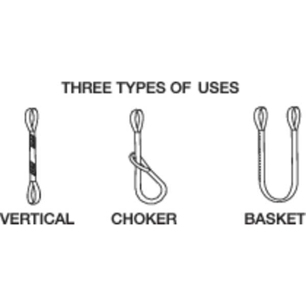 Sling, Wire Rope, L6Ft, VLL5000Lb, Dia1/2In