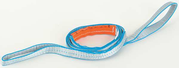 Web Sling, Flat Eye and Eye, 8 ft L, 1 in W, Tuff-Edge Polyester, Silver