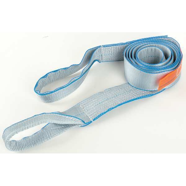 Web Sling, Flat Eye and Eye, 12 ft L, 3 in W, Tuff-Edge Polyester, Silver