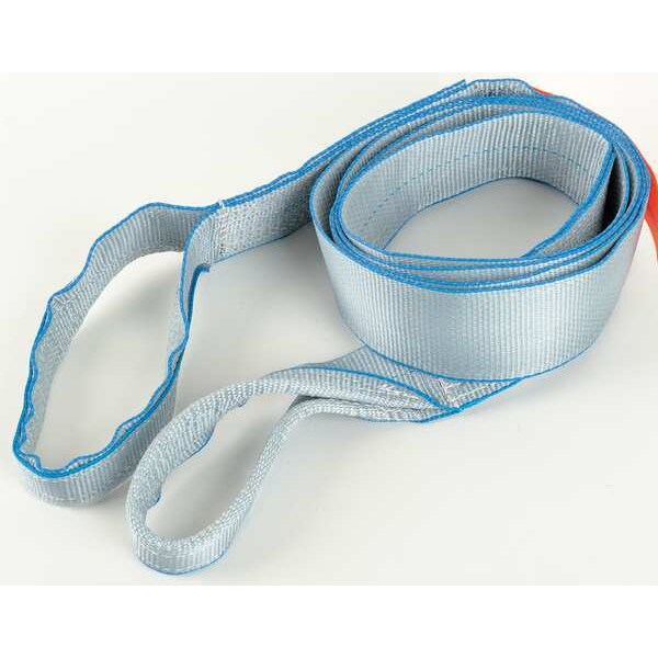 Web Sling, Flat Eye and Eye, 12 ft L, 3 in W, Tuff-Edge Polyester, Silver