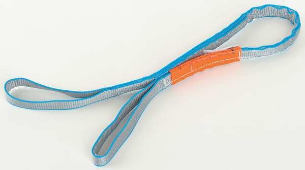 Web Sling, Flat Eye and Eye, 4 ft L, 1 in W, Tuff-Edge Polyester, Silver