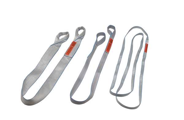 Web Sling, Flat Eye and Eye, 10 ft L, 4 in W, Tuff-Edge Polyester, Silver