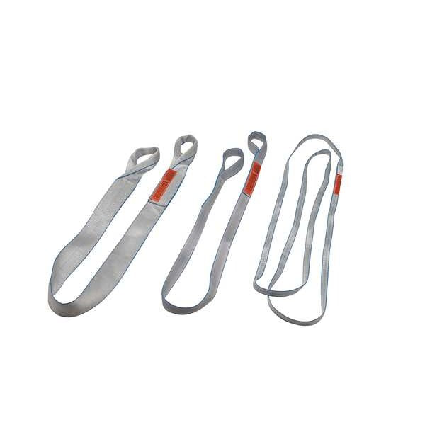 Web Sling, Flat Eye and Eye, 10 ft L, 2 in W, Tuff-Edge Polyester, Silver