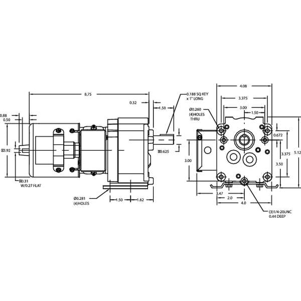 AC Gearmotor, 45 rpm, TEFC, 115/230V