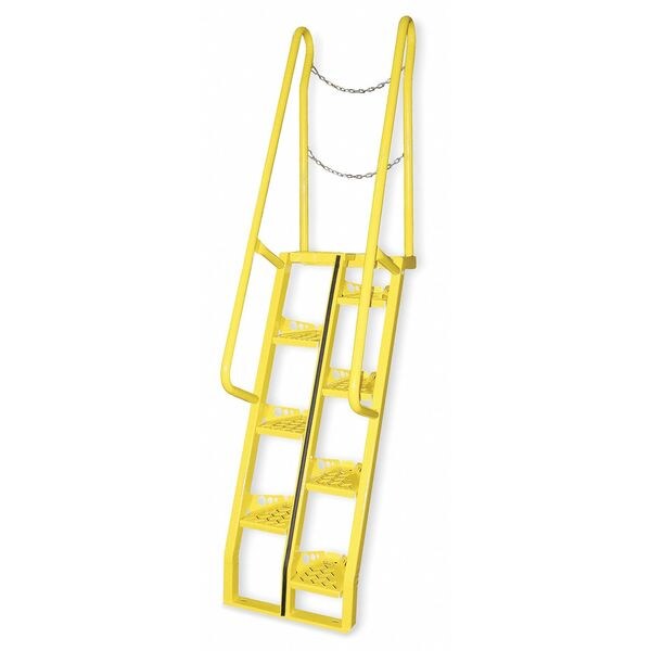 126 3/4 in Alternating Tread Stairs, Steel, 12 Steps, 350 lb Load Capacity