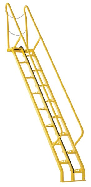 162 3/8 in Alternating Tread Stairs, Steel, 16 Steps, 350 lb Load Capacity