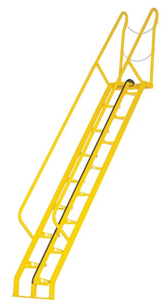 162 3/8 in Alternating Tread Stairs, Steel, 16 Steps, 350 lb Load Capacity