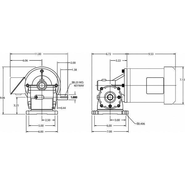 AC Gearmotor, 522.0 in-lb Max. Torque, 100 RPM Nameplate RPM, 208-230/460 V AC Voltage, 3 Phase