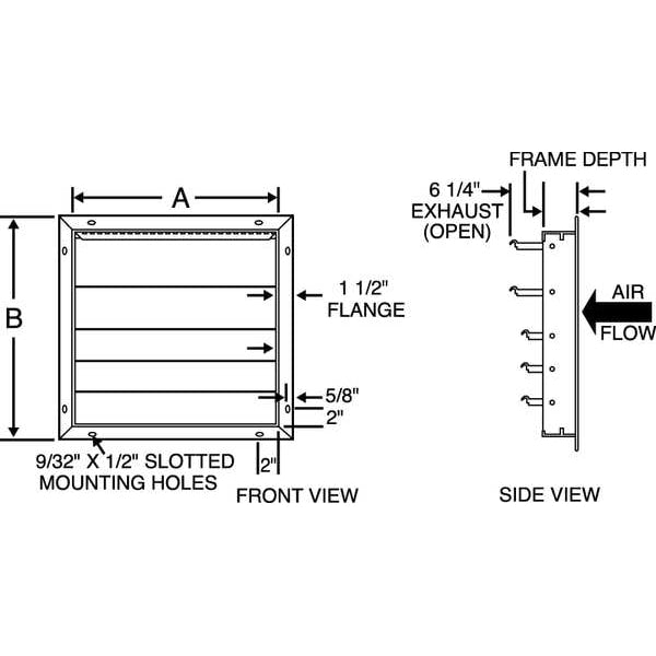30 in Backdraft Damper / Wall Shutter, 30-1/2 in x 30-1/2 in