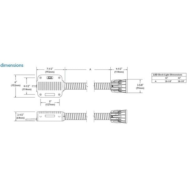LED Dock Light, 15W, 42In, SS Arm, 120V