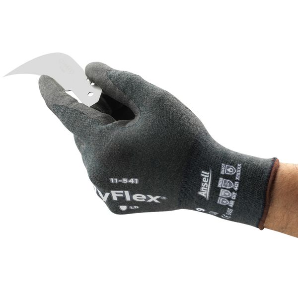 Hyflex Cut-Resistant Coated Gloves, A4 Cut Level, Palm Dipped, Nitrile, Gray, Large (Size 9), 1 Pair