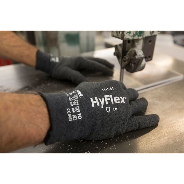 Hyflex Cut-Resistant Coated Gloves, A4 Cut Level, Palm Dipped, Nitrile, Gray, Large (Size 9), 1 Pair