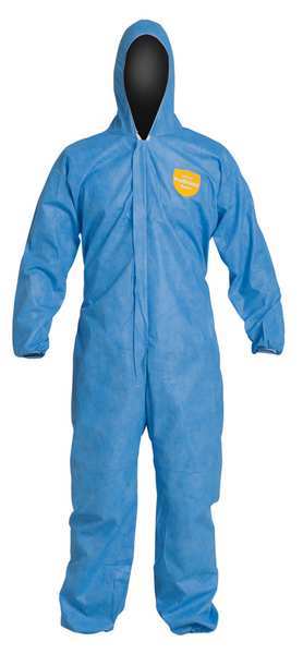 Hooded Disposable Coverall, 25 PK, Blue, SMS, Zipper