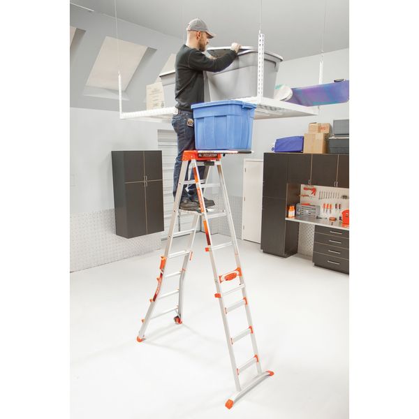 Multipurpose Ladder, 90 Degrees , Staircase, Stepladder Configuration, 8 ft, Aluminum