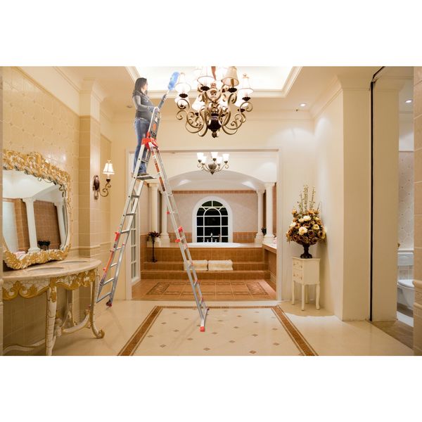 Multipurpose Ladder, 90 Degrees , Staircase, Stepladder Configuration, 8 ft, Aluminum